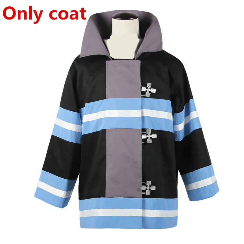 coat without neck Shinra Kusakabe Cosplay Costume Asa Boiru Coat Pants Uniform Fire Force Enen no Shouboutai Fire Brigade Hair Wigs Men - Цвет: coat without neck