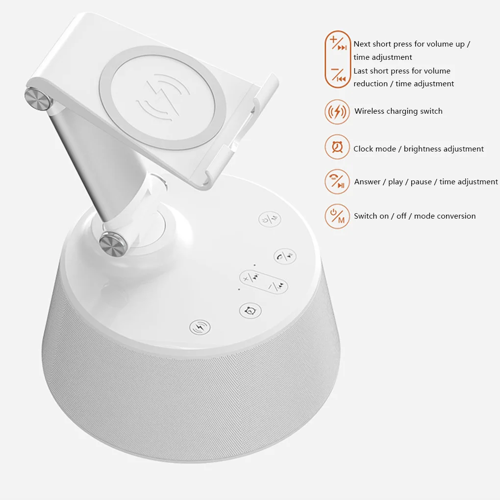 V02 4-в-1 Bluetooth Динамик 4400 мА/ч, многофункциональные часы-будильник Беспроводной громкий Динамик смартфон Зарядное устройство Беспроводной Зарядное устройство