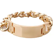 Уникальный двойной кубинский браслет с цепочкой панк мужской серебряный/золотой цвет из нержавеющей стали ID широкий браслет для мужчин ювелирные изделия Pulseras