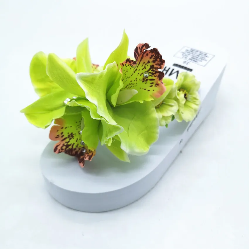 6 HAHAFLOWER/ г. Летние модные женские шлепанцы с красивым цветком орхидеи, милые Вьетнамки, большие размеры 35-44 - Цвет: 6