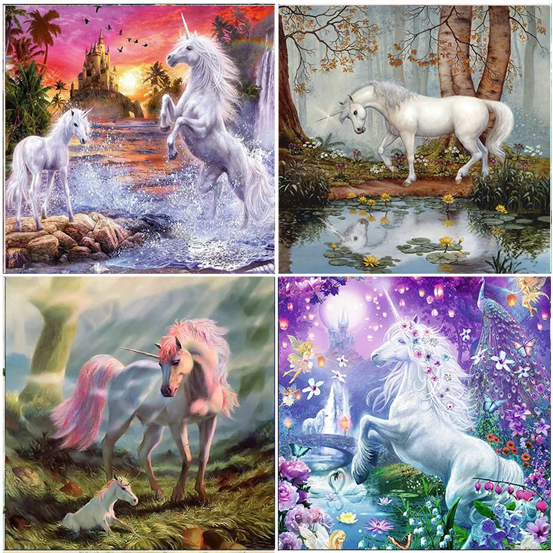 

5D Unicorn Diamond Embroidery Anmial Full Round Cross Stitch DIY Diamond Painting horse Diamond Mosaic rhinestones Home Decor
