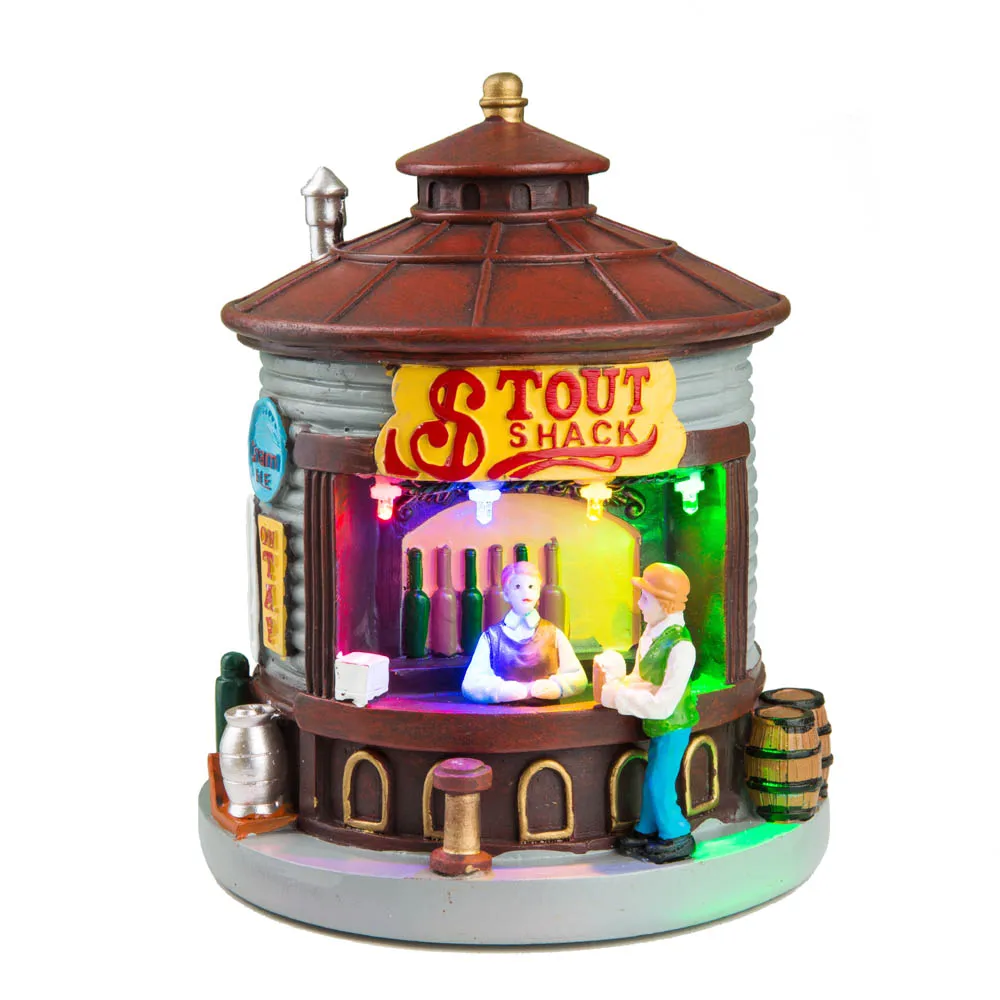 

innodept12 Christmas Village Collection Accessory Set - Stout Shack Lit House - LED Light Up Christmas Market Scene