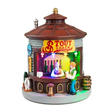 

innodept12 Christmas Village Collection Accessory Set - Stout Shack Lit House - LED Light Up Christmas Market Scene