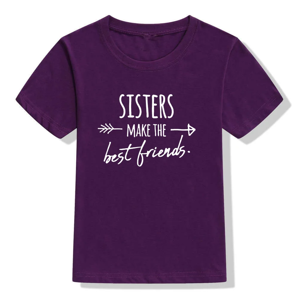 Детская футболка с надписью «Sister Make The Best Friends» футболка для девочек повседневная детская футболка с надписью «Best Friends» Для малышей Прямая поставка - Цвет: 53A7-KSTPP-