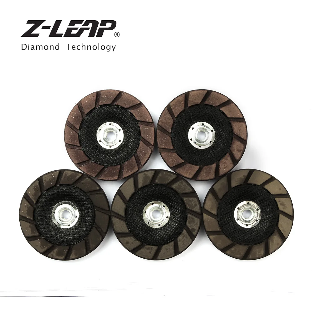 

Z-LEAP 5" 5PCS Diamond Grinding Wheel Kit Concrect Floor Cup Wheel Dry Use For Granite Marble Stone Polishing 5/8-11 M14 Arbor
