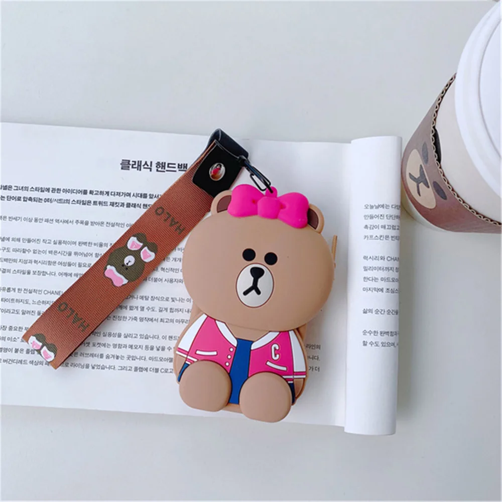 Hot Sale Kawaii Cartoon Children Plush Coin Purses Wallet Kids Women for Gift Round Flat Candy Color Key Bag Headset Bag