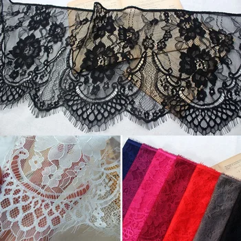 

6 Meter/Lot 27cm Width Colors Eyelashes Lace Trimmings Fabric Flower DIY Crafts Wedding Dress Clothing Bra Handmade lace Trim