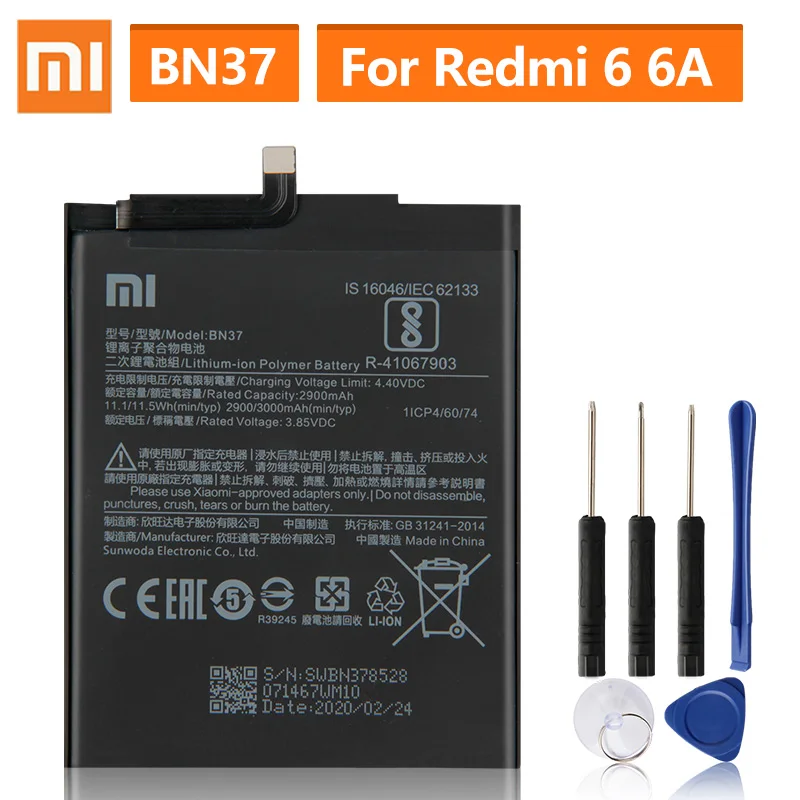 Оригинальная запасная батарея для Xiaomi Mi Redmi6 Redmi 6 6A Redrice BN37 натуральная телефона 3000
