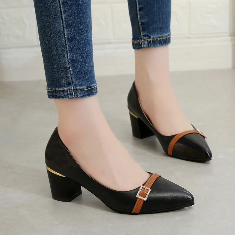 

Large Size WOMEN'S High-heeled Shoes 2019 Spring Summer New Style WOMEN'S Shoes Korean-style Shoes Women's Chunky-Heel Work Shoe