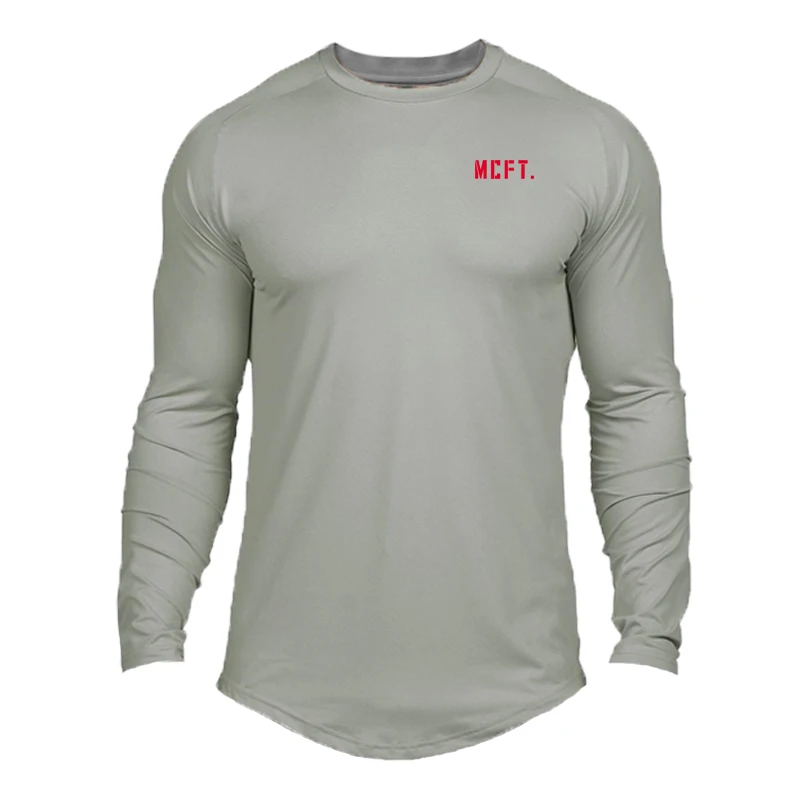 Сетчатая быстросохнущая Футболка мужская Спортивная футболка с длинными рукавами футболка для бега фитнес Мужская теннисная футболка Джерси Спортивная одежда - Цвет: gray127