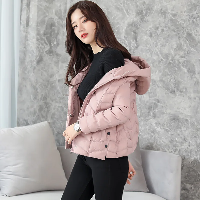 

2017 Autumn And Winter New Style Thick Hooded Solid Color Small Short Jacket Women's Korean-style Loose-Fit Slimming Cotton-padd