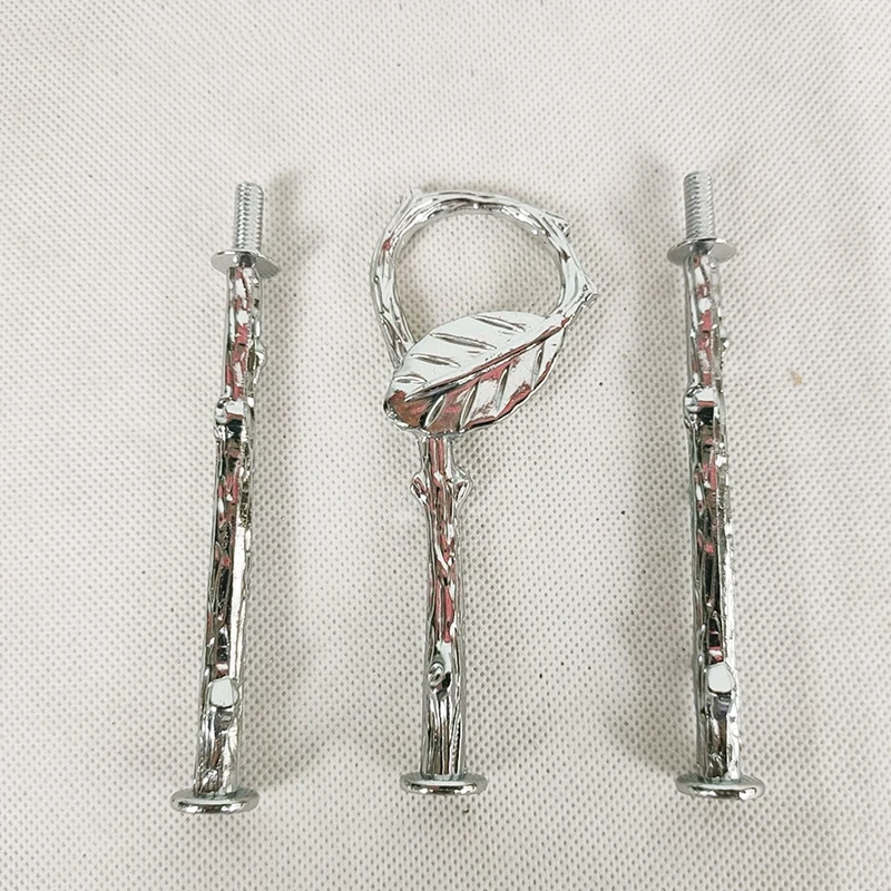 (10 pcs) 2tiers Leaf style gold silver color cake stand handle