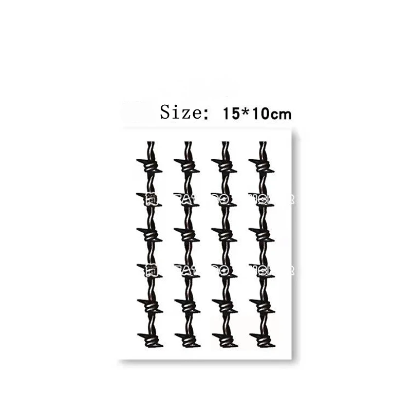 Waterproof Tattoo Stickers Wrist Thorns Wire Bracelet Body Art Fake Tattoos Men Women Cool Personality Black Temporary Tattoos