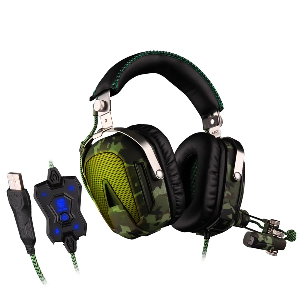 SADES A90 Wired Gaming USB Headphones Microphone 7.1 Channel Earphone Headset