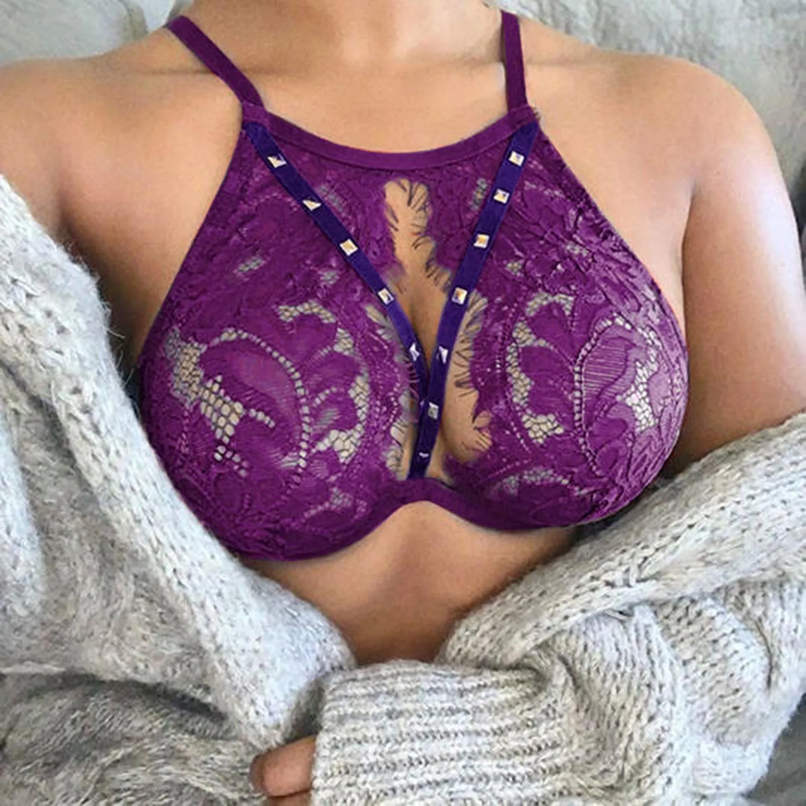 Retro Push Up Bra Underwear Women Solid Color Hollow Lace Sexy Lingerie Sexy Full Cup Garter Bras 7 Colors Пояс Для Чулок