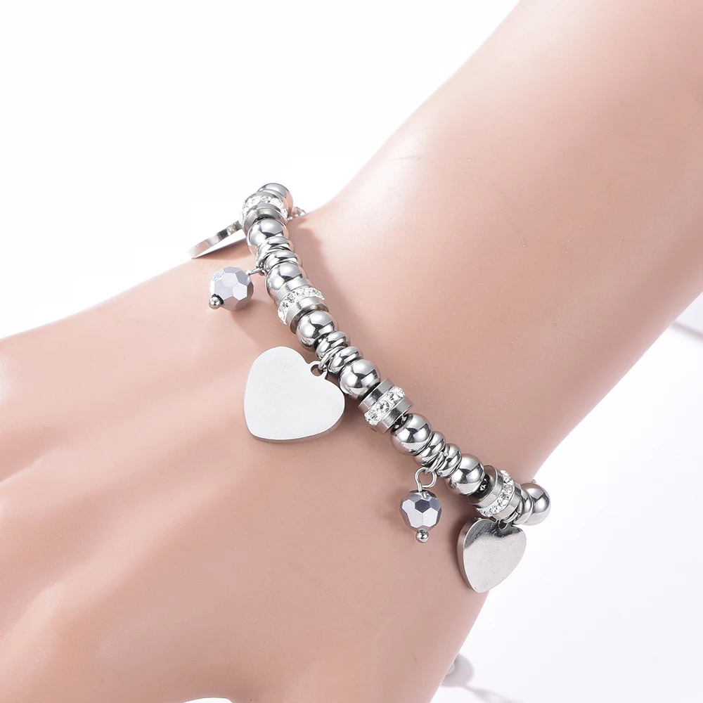 

New Heart Bracelets Bangles For Women Fashion Accessories Stainless Steel Boho Jewelry Popcorn Chain Bracelet Femme Gifts 2019