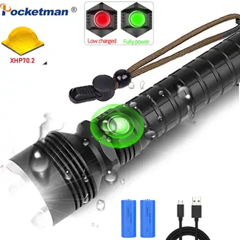 

Powerful Flashlight XHP70.2 Xlamp LED Flashlight XHP50 LED Torch Waterproof lantern Zoom Flashlight with 18650 Battery
