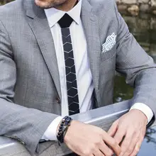 Матовый черный шестиугольник Узкие галстуки дизайнерский бренд Роскошные свадебные аксессуары бизнес формальный галстук CORBATAS PARA HOMBRE