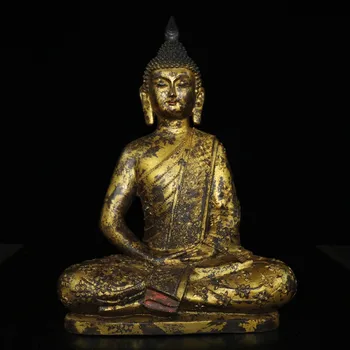 

Home Decor 15" Tibet Buddhism Temple Old Bronze Gilt Cinnabars Shakyamuni Buddha Statue Thai Buddha Siddhartha Goutama Enshrine