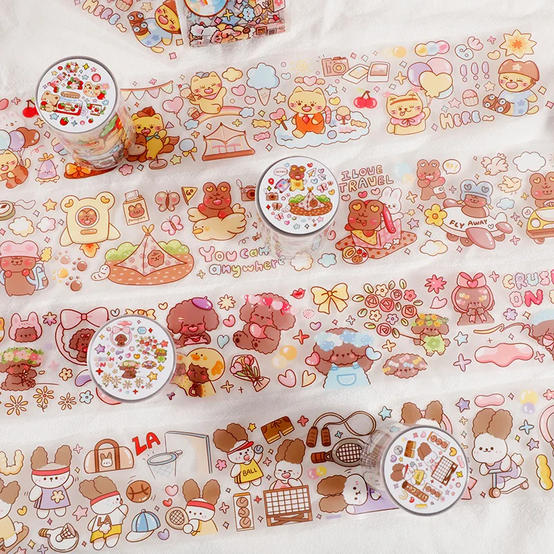 

Creative Kawaii Hand Account Decorative Sticker PET Matte Tape Cartoon Animal Pattern DIY Album Diary Scrapbooking Label Sticker