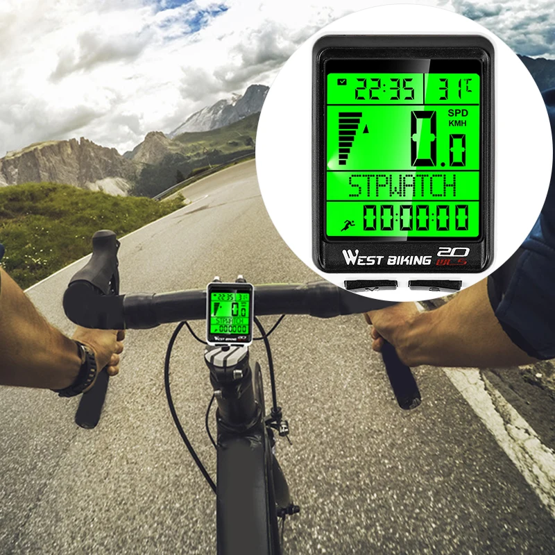 1 комплект WEST BIKING водонепроницаемый велосипедный компьютер беспроводной 5 язык Велоспорт обновление одометр литий-ионный аккумулятор