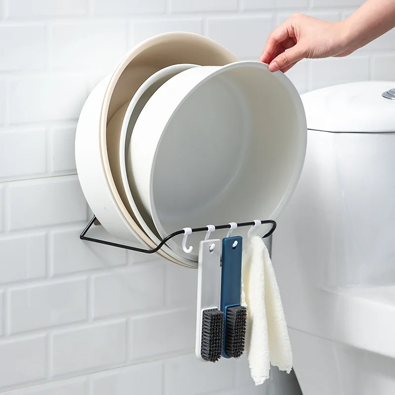 

Bathroom Storage Rack Creative Wall-mounted Washbasin Stand Free Punch Iron Storage Rack Home Finishing Tool Bathroom Accessorie