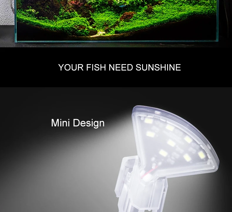 Водный зажим для растений на свет USB штекер аквариумная лампа мини Прямоугольник аквариум мини светодиодное освещение