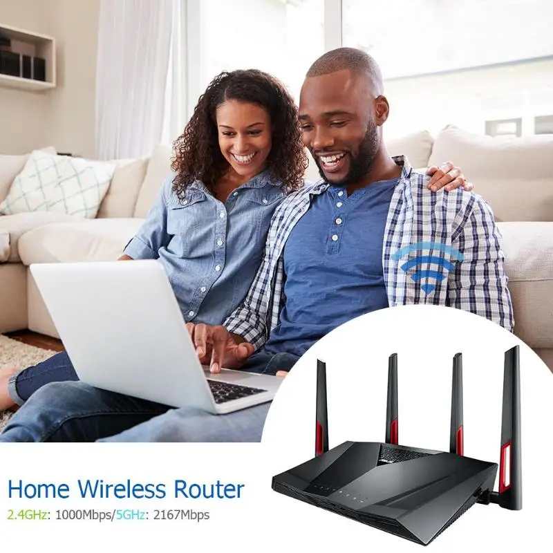 

ASUS WiFi Wireless Repeater 2.4GHz/5GHz Dual Band Router WI-FI Gaming Router Ultra-fast 802.11ac 8 Gigabit LAN Ports