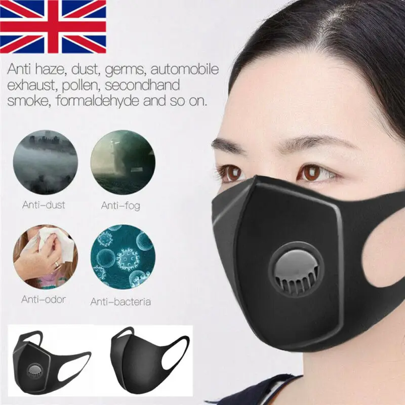 

Unisex Cotton Face Mask Activated Carbon With Filter-Washable Reusable New Protective Mask
