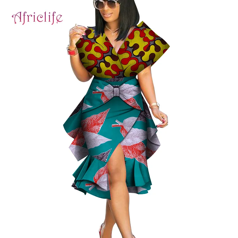 Африканская юбка Дашики для женщин элегантные женские платья с большим бантом Femme Bazin Riche Хлопок размера плюс женская одежда юбка WY4230 - Цвет: 6
