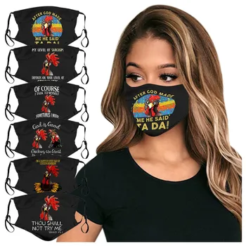 

6PCS Masks Adults Washable Funny Letter Chicken Prints Mask Face Cover Windproof Mouth Cover Mouth-muffle Маски