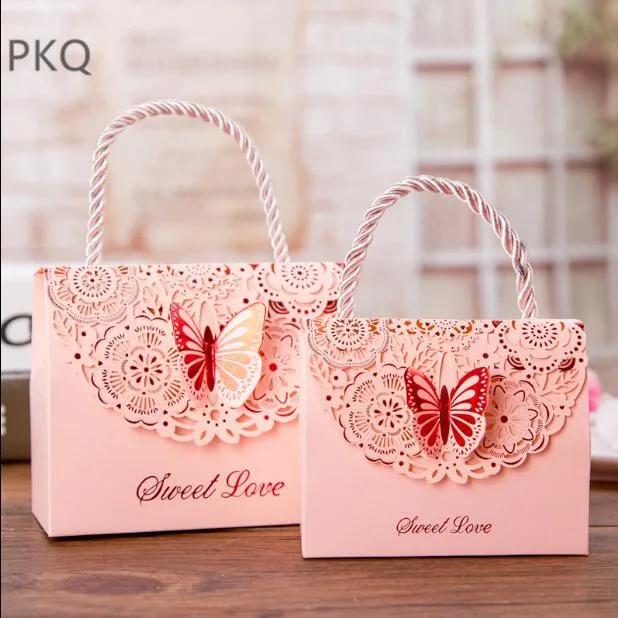

40pcs 2 Size High-end Paper Gift Box Wedding Candy Box with Handle Gift Sweet Box for Chocolate Baby Shower Party Favor Box