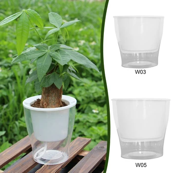 

Flowerpot Plant Grow Basin Creative Convenient Plastic Transparent Self Watering Office Hydroponic Plants Garden Pot Balcony