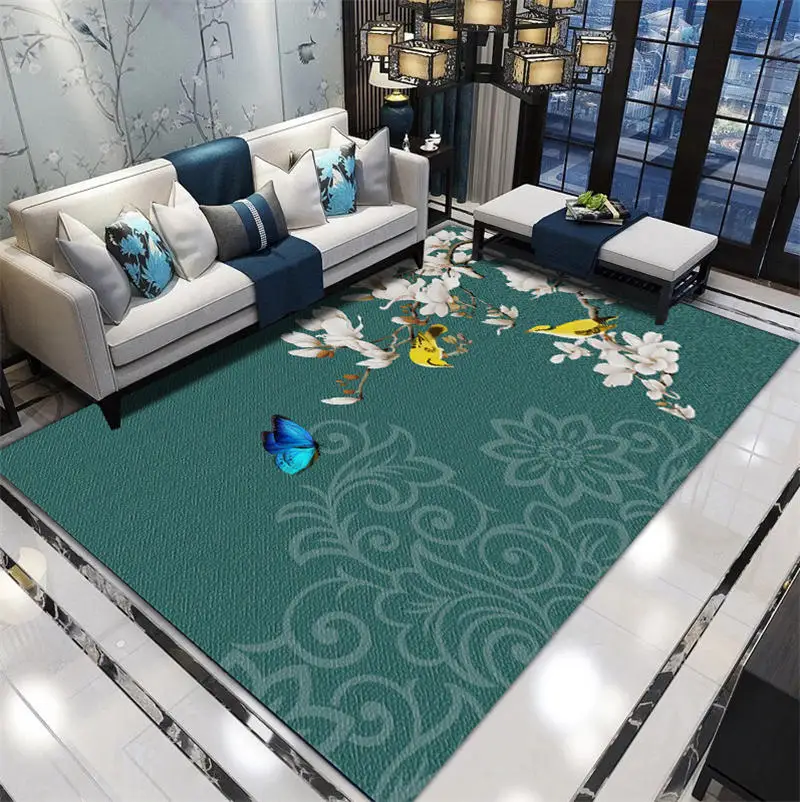 1 3D Chinese Flower Bird Printed Carpets Rugs Living Room Ink Painting Area Rug Bedroom Home Carpet Sofa Coffee Table Modern Floor - Color: 1