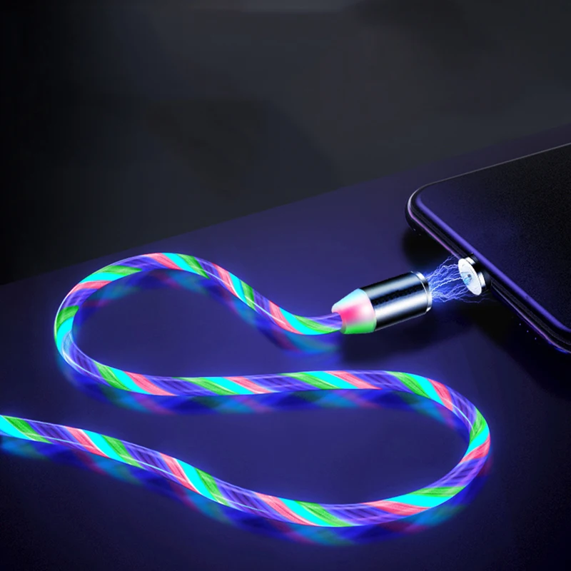3 in 1 Magnetic charging Mobile Phone Cable Flow Luminous Lighting cord charger Wire for iphone Samaung LED Micro USB Type C 3 in 1 Magnetic charging Mobile Phone Cable Flow Luminous Lighting cord charger Wire for iphone Samaung LED Micro USB Type C