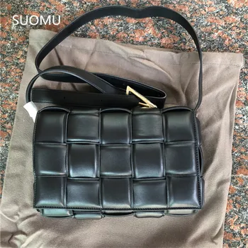 

Fashion Weave Bag Knitting messenger Bag Square Padded puff shoulder Bags Brand Women crossbody Bags 2020 ins new