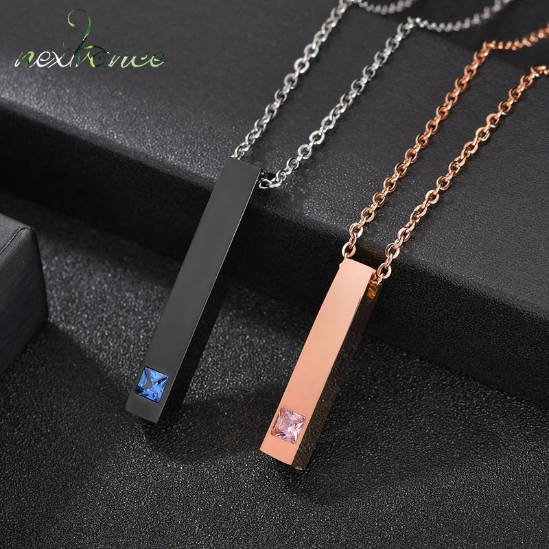 Nextvance collar personalizado de acero inoxidable para y joyería con grabado de nombre, barra con fecha, Color negro, para amantes|Personalizado Collares| - AliExpress