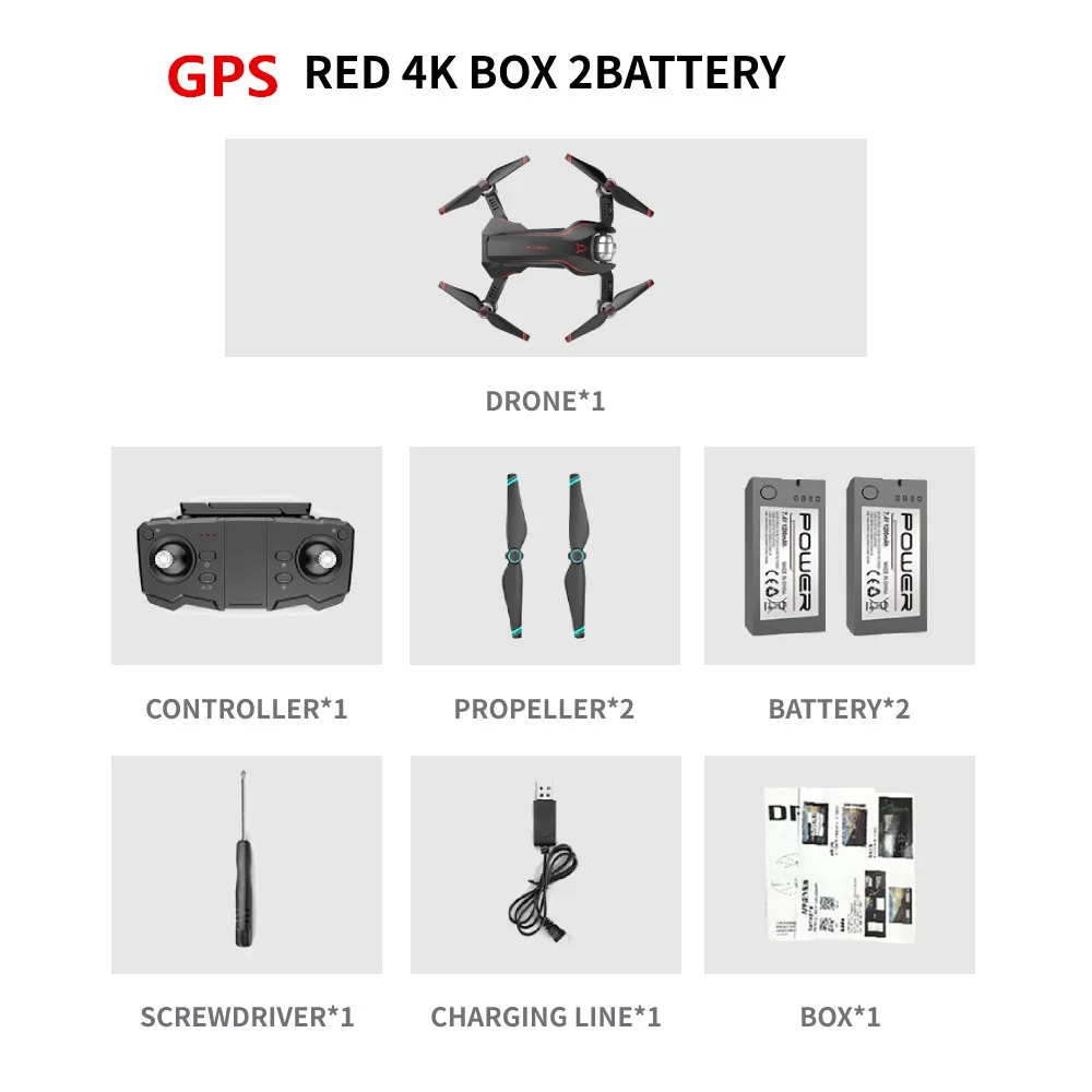 GPS RED 4K BOX 2B S20 gps Дрон 4K HD двойной X50 зум Камера жесты фото профессиональные дроны селфи складной Квадрокоптер Вертолет VS E58 - Цвет: GPS RED 4K BOX 2B