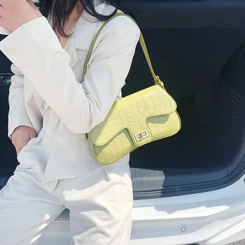 

Luxury Designer Alligator Print Women Shoulder Bags High Quality Pu Leather Solid Female Messenger Bags Vinatage Handbags ladies