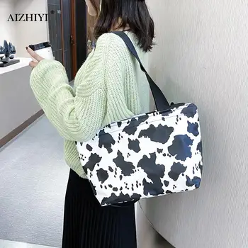 

Lady Cow Print Shoulder Crossbody Bag PU Women Big Capacity Messenger Handbags Fashion Exquisite Shopping Bag