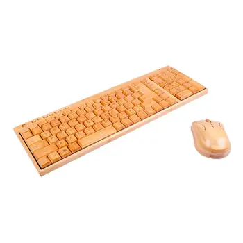 

2.4 GHz Wireless Bamboo PC Keyboard and Mouse Combo Combos Computer Keyboard Mice Office Handcrafted Natural Wooden Plug