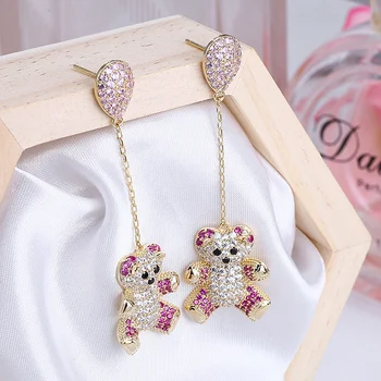 

VERY GIRL Luxury Earrings Hot Air Balloon Cute Animal Bear Drop Earrings for Girls Birthday Gift 2019 Trendy Jewelry
