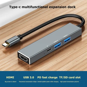 

USB 3.0 Port USB-C Power Delivery 6 in 1 USB Type C Hub USB C to USB 3.0 2.0 PD HDMI Adapter Dock TF Card Reader