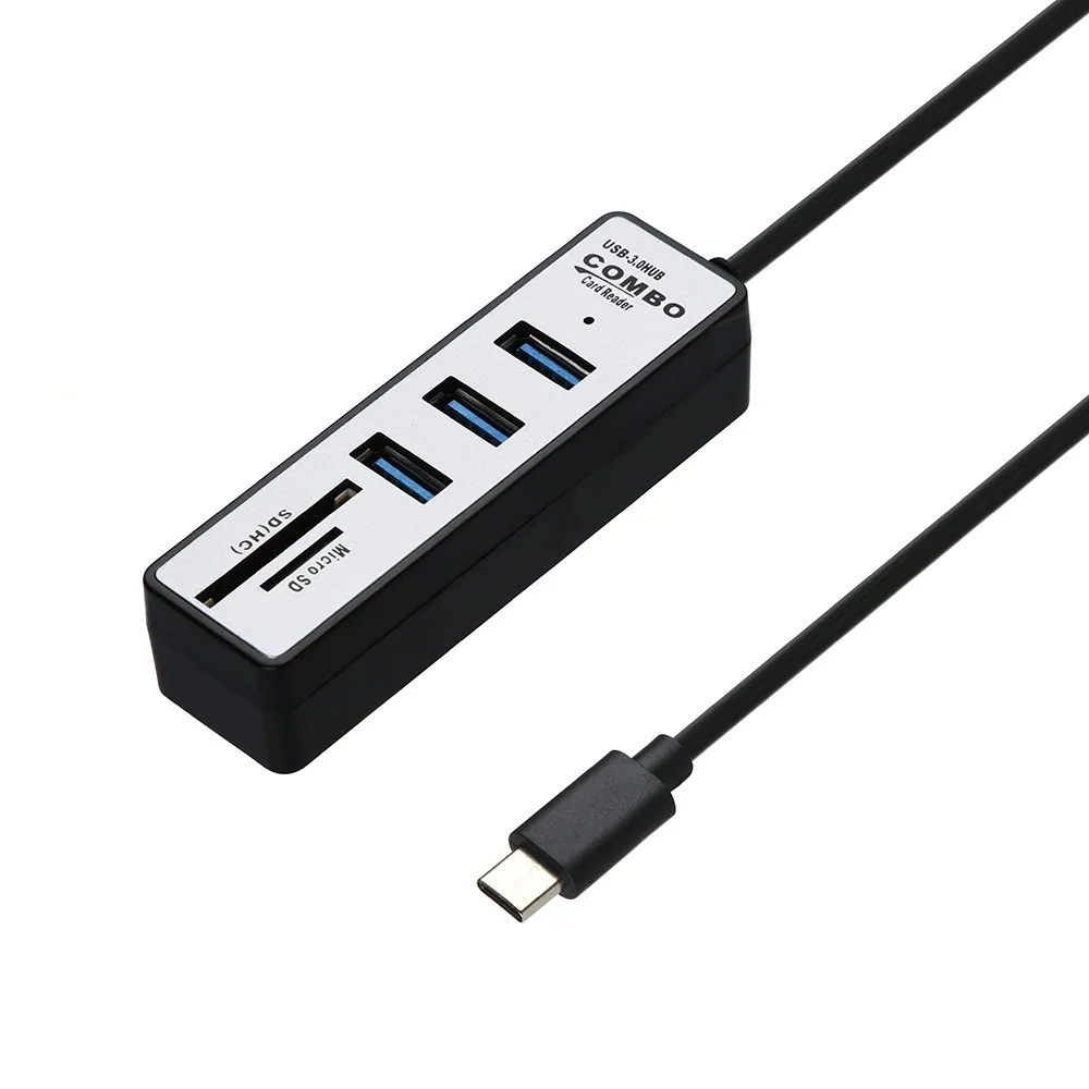 Портативный Тип-C OTG USB 3,0 концентратор 480 Мбит/с высокой Скорость 2 в 1 3-Порты и разъёмы разветвитель с устройство для чтения карт SD TF для планшетного компьютера ноутбука