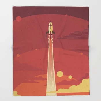 

Rocket Ship Blanket Science Fiction Design Atomic Sky Fleece Blankets and Throw Blanket for Sofa Fleece Blanket 150X200