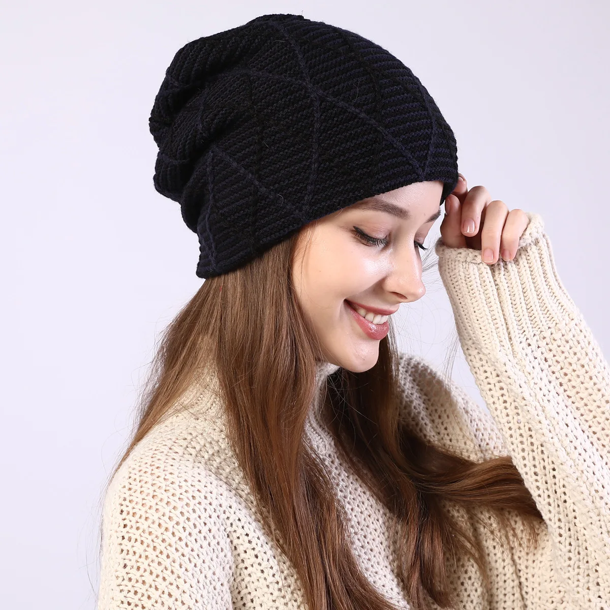 Хит, мужские и женские зимние шапки Skullies, смешанные цвета, сетка, плюс бархат, вязанная шерстяная Осенняя шапка, зимние наушники, женские шапки бини