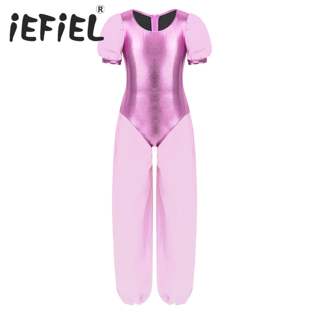 Kids Girls Fairy Princess Lyrical Dance Costume Short Puff Sleeves Ballet Gymnastics Performance Leotard Jumpsuit Unitard | Тематическая