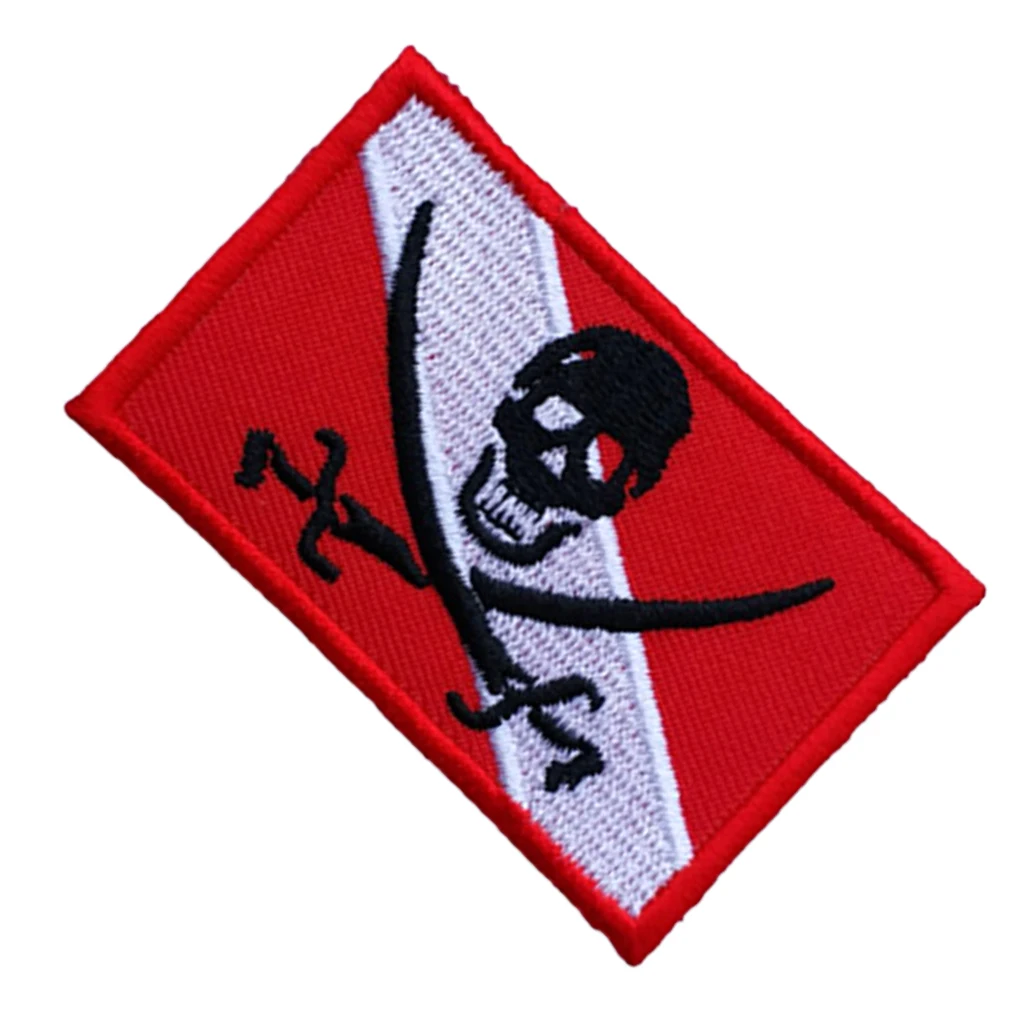 Dive Flag Patch Embroidered Iron On Scuba Diver Souvenir Gift Backpack 70 x 45mm- Skull Pirate