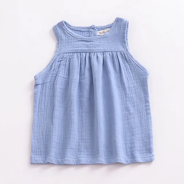 Linen 2021 Cotton Baby Boy Girl Summer T Shirts New Toddler Comfortable Tops Tee Children Clothing Kids Button 80-130CM Height H869-blue