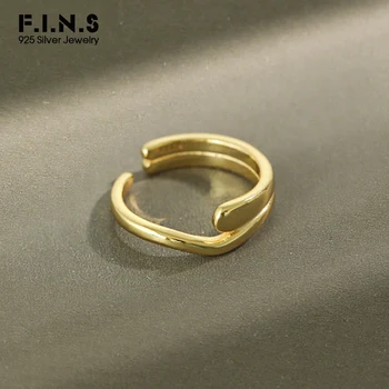 

F.I.N.S Two-tones 925 Silver Woman Ring Simple Double Layer Wedding Band Charm 925 Sterling Silver Rings for Women Fine Jewelry